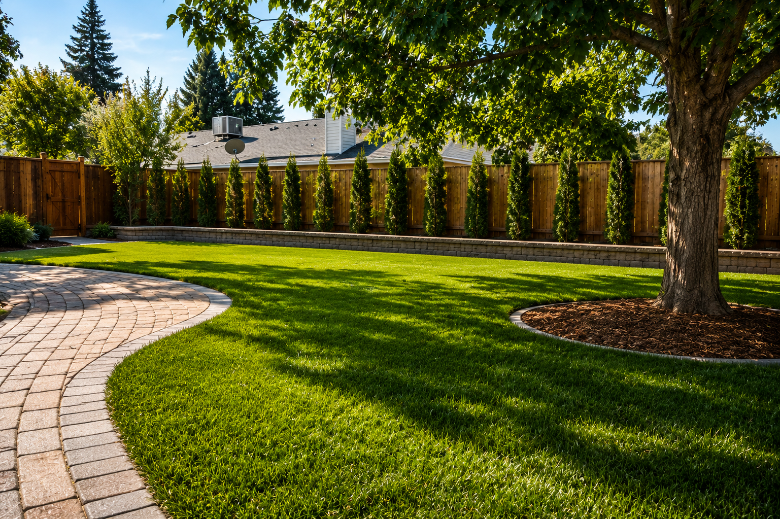 Fresh planting installation for a finished landscape